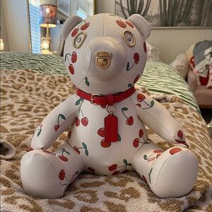 Coach Cherry Print Bear - White and Red